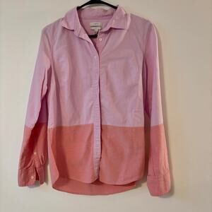 J.Crew Boy Shirt Women’s 6 Pink Colorblock Long Sleeve 100% Cotton Button Front